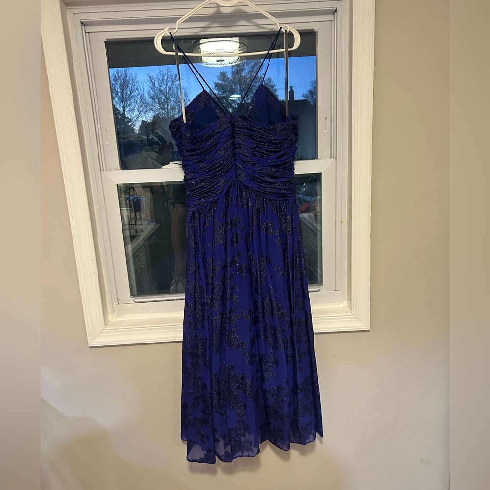 Monique Lhuillier Strappy Floral Midi Dress Size 12 - Picture 2 of 4